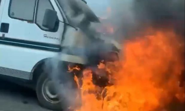 Fire crews were called to the blaze outside Lochgelly Cemetery. Image: Fife Jammer Locations