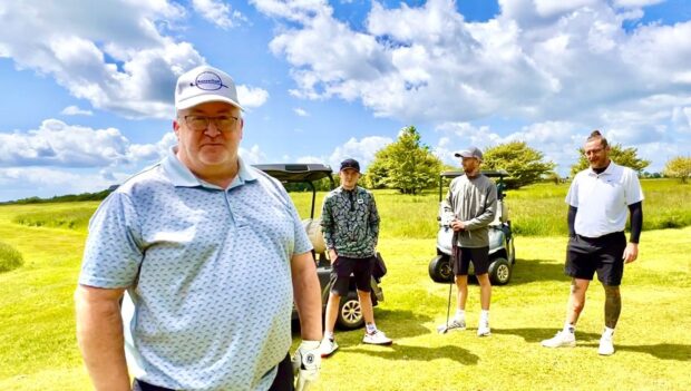 Barrie Clarke with Big Golf Tour attendess Michael, Joe and Tom, collectively known as the Yorkshire Golfers. Image: Big Golf Tours