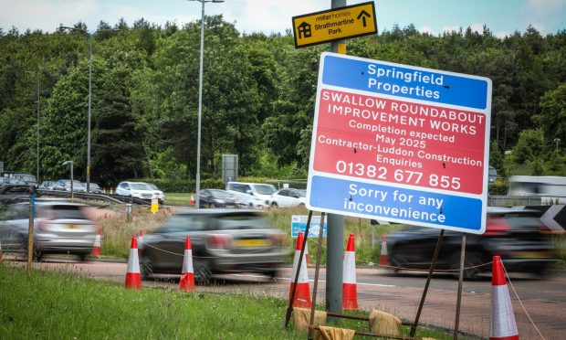 The roadworks are getting under way at the Swallow Roundabout. Image: Mhairi Edwards/DC Thomson