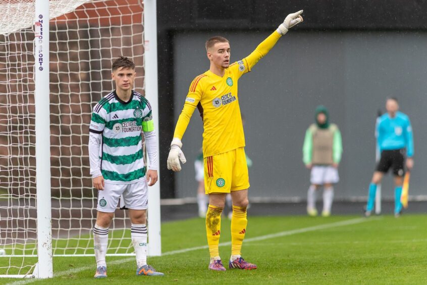 Kai McLean organises the Celtic defence during a UEFA Youth League tie last season.