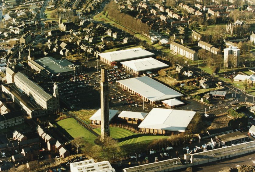 An aerial shot showing how Cox's Stack dominates the Stack Leisure Park. 