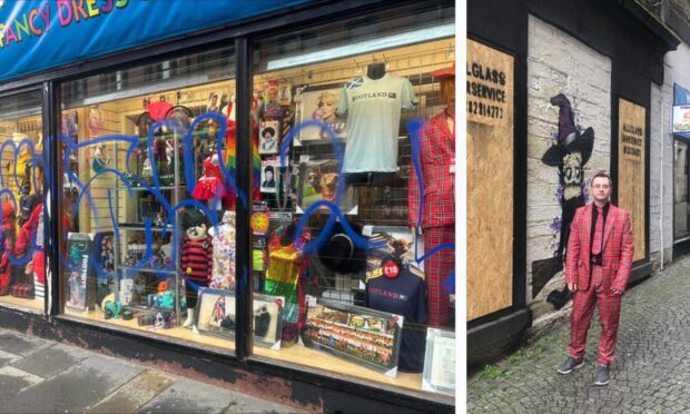 Yvonne's Fancy Dress shop was vandalised. Image: James Simpson/DC Thomson