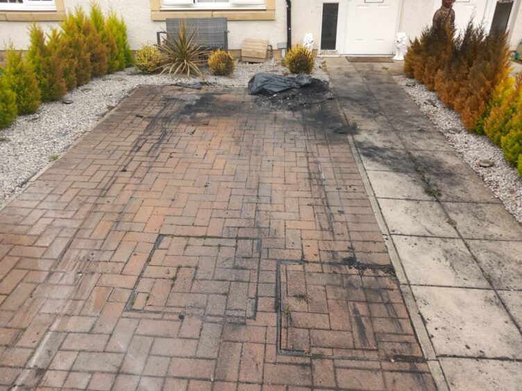 Blackened driveway