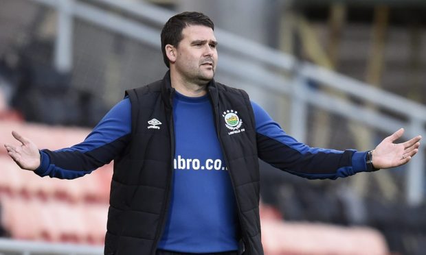 Linfield manager David Healy during a Challenge Cup tie against Dundee United in 2017.