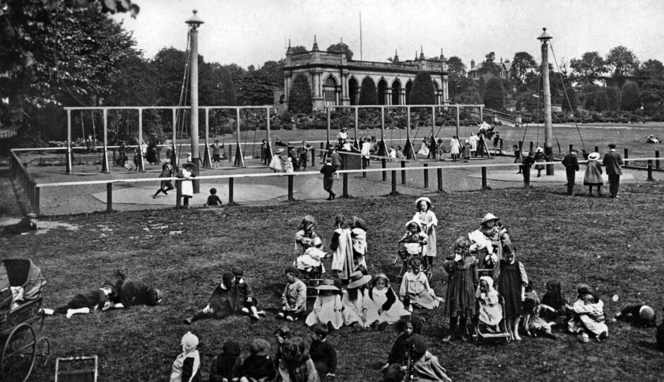 A busy scene at Baxter Park playpark in Dundee. 