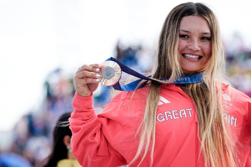 Sky Brown with her bronze medal. 