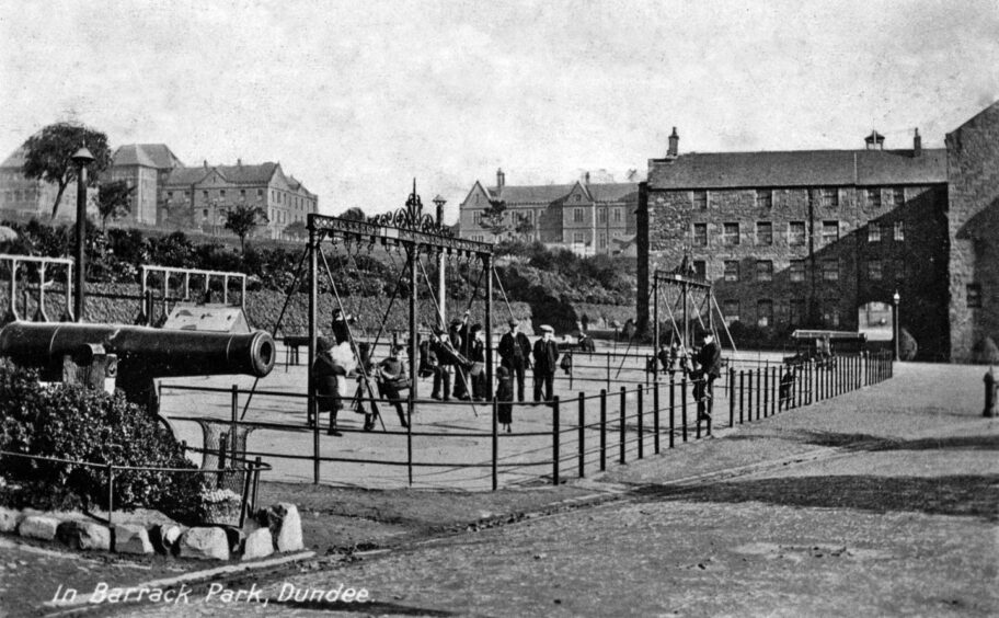 Children play at the Barrack Street park around 1914.