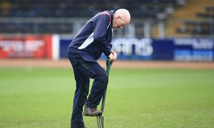 Chris Gaffney at Dens Park last season. Image: David Young