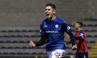 Kieron Bowie celebrates scoring for Raith Rovers.