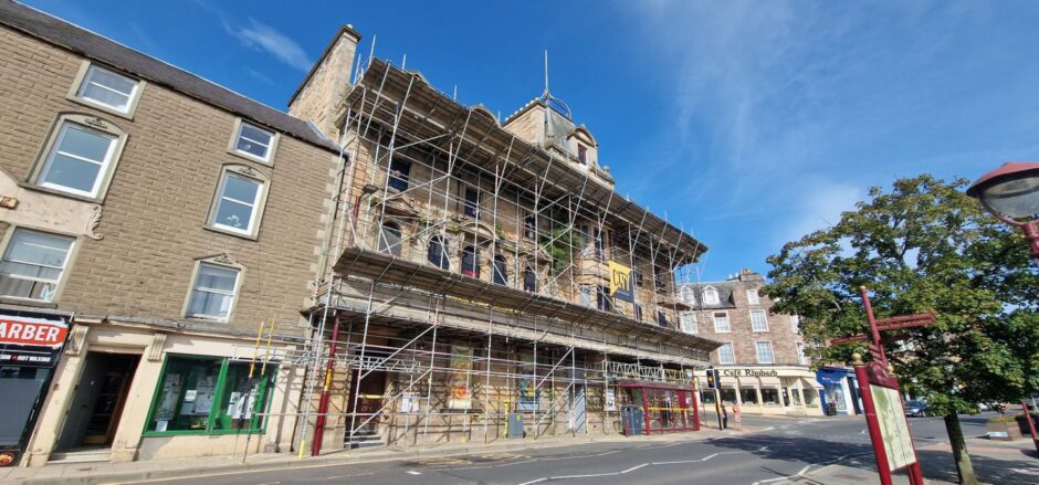 Drummond Arms covered in scaffolding