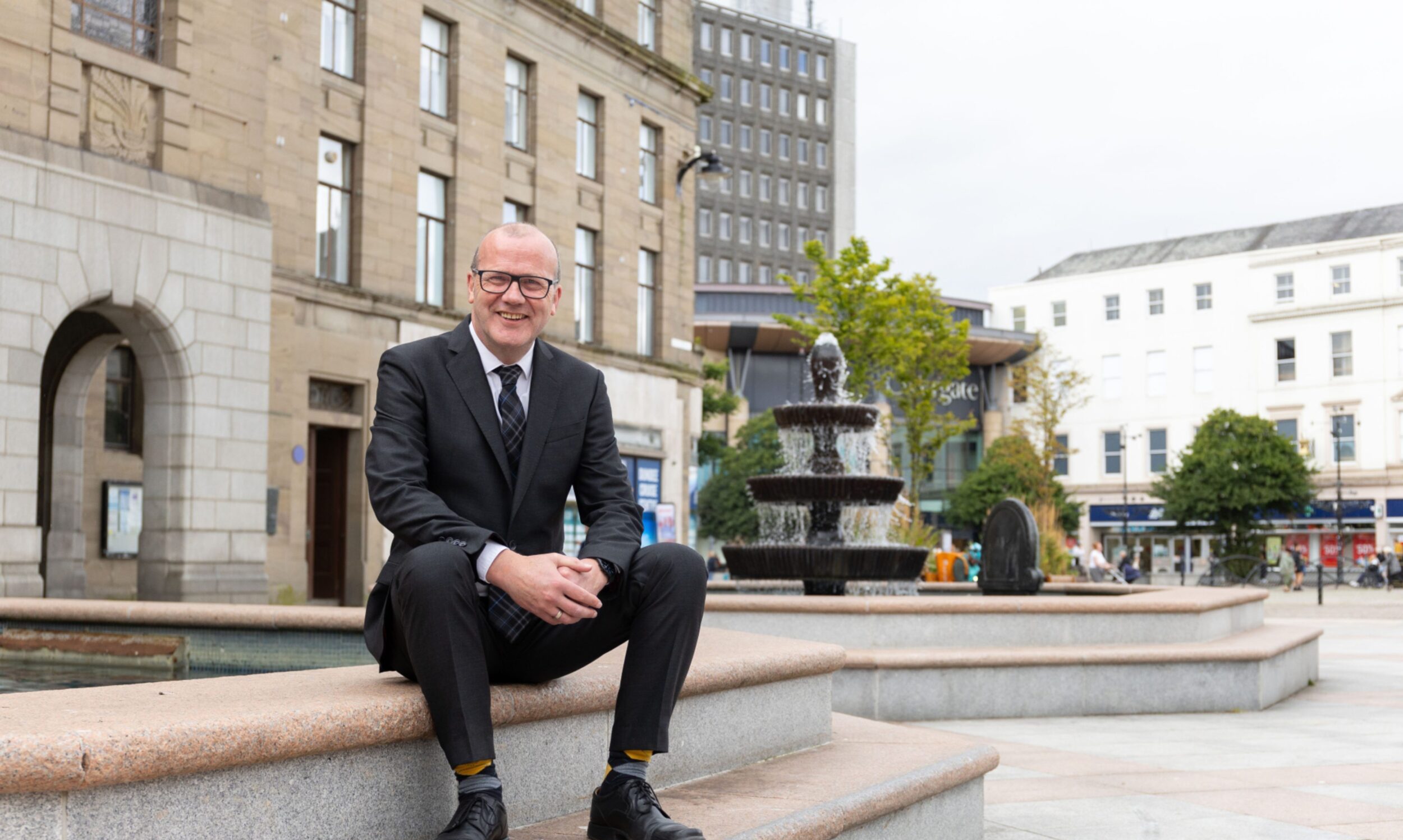 New Dundee City Council Leader Mark Flynn at City Square, Image: Paul Reid