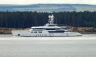 Superyacht Elysian with Tentsmuir Forest in the background. Image: Paul Reid