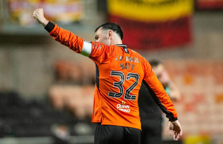 Tony Watt salutes the Dundee United fans