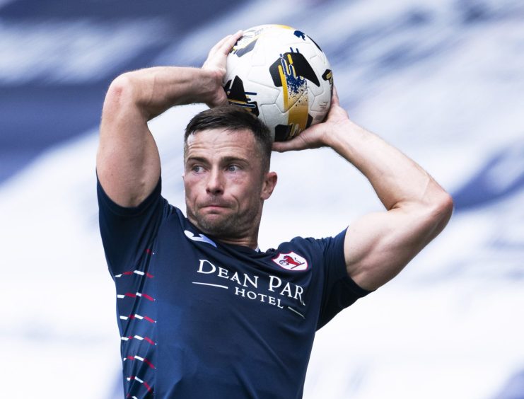 Lewis Stevenson takes a throw-in for Raith Rovers.