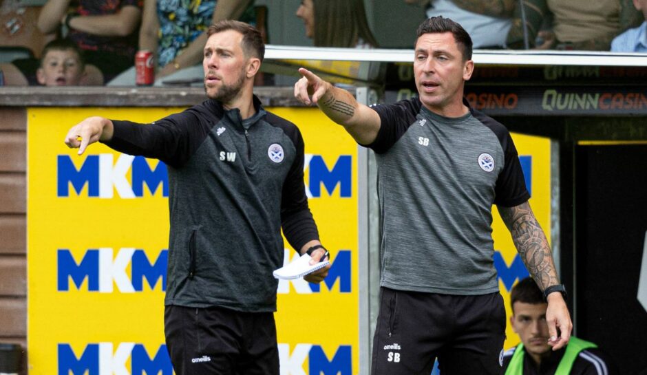 Ayr United manager Scott Brown and assistant Steven Whittaker.