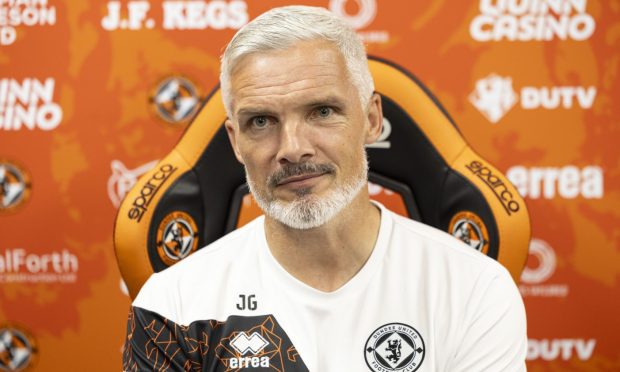 Dundee United boss Jim Goodwin is all smiles ahead of the visit of the Dee