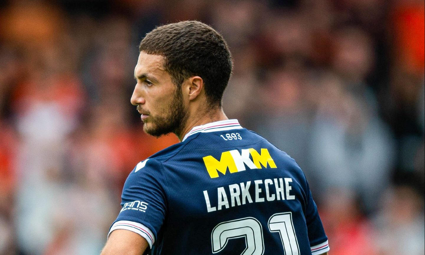 Ziyad Larkeche on Dundee debut in the derby. Image: SNS
