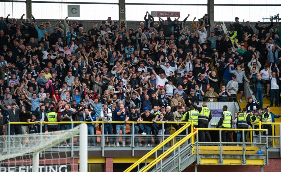 Dundee fans at the Dundee derby at Tannadice