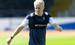 Luke McCowan training at Dens Park during Dundee's opening training session on Tuesday. Image: SNS