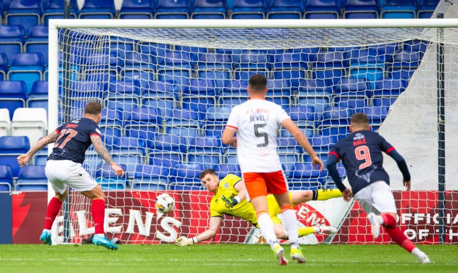 Dundee United goalkeeper Jack Walton denies Eamonn Brophy from the penalty spot