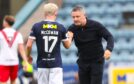 Tony Docherty and in-demand Dundee star Luke McCowan. Image: SNS