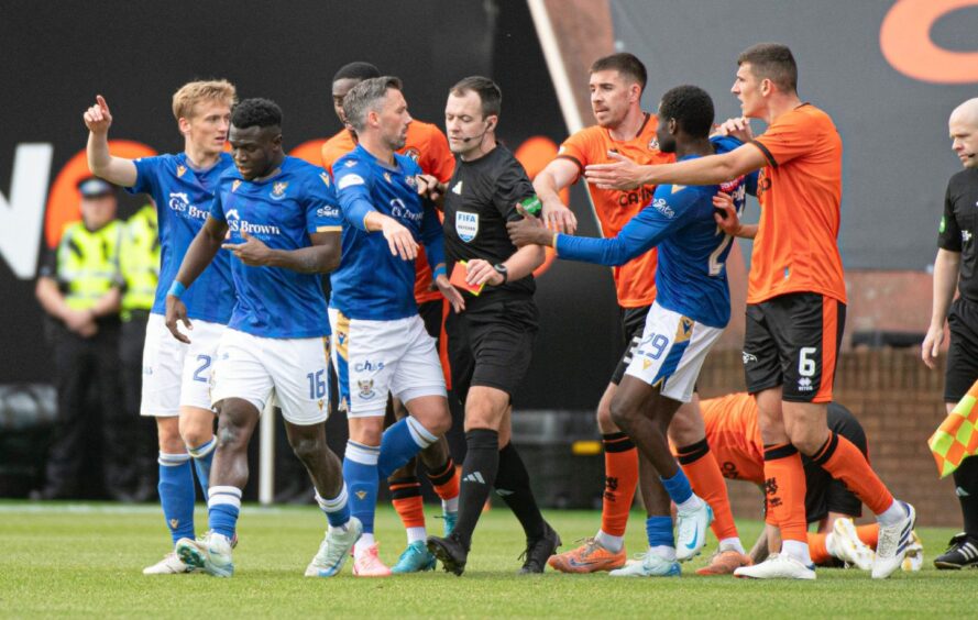 The incident which got Adama Sidibeh his second red card. 