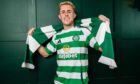 Luke McCowan is pictured at Celtic Park after signing for the Champions. Image: Craig Williamson/SNS