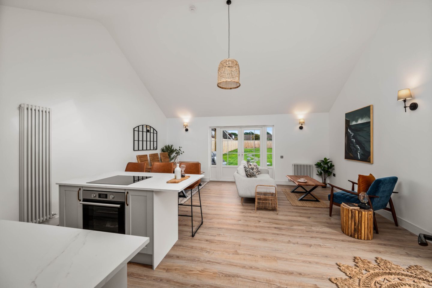 The open plan living and kitchen space.