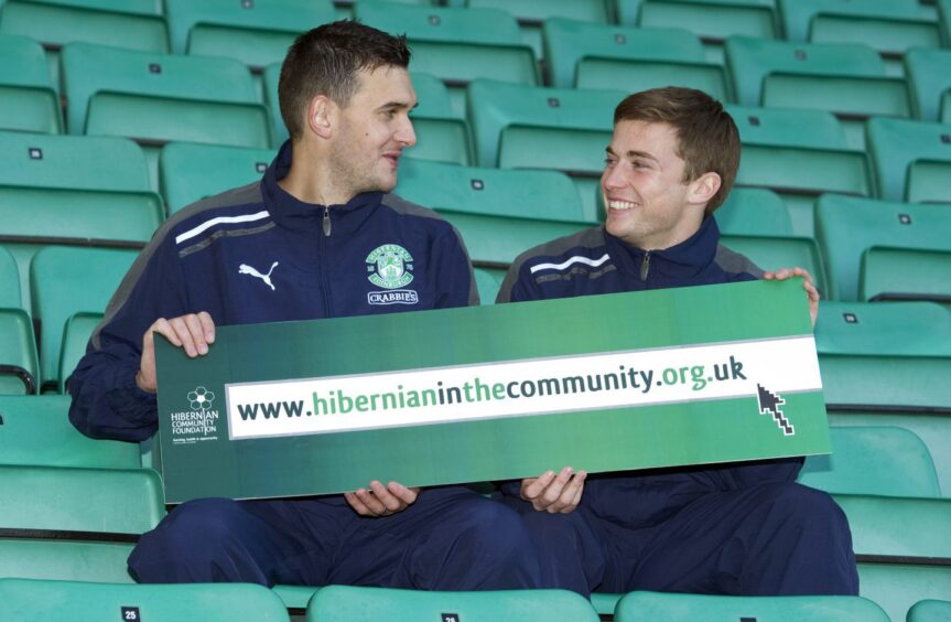 Lewis Stevenson and Ian Murray in 2011 during their days as players together at Hibs.