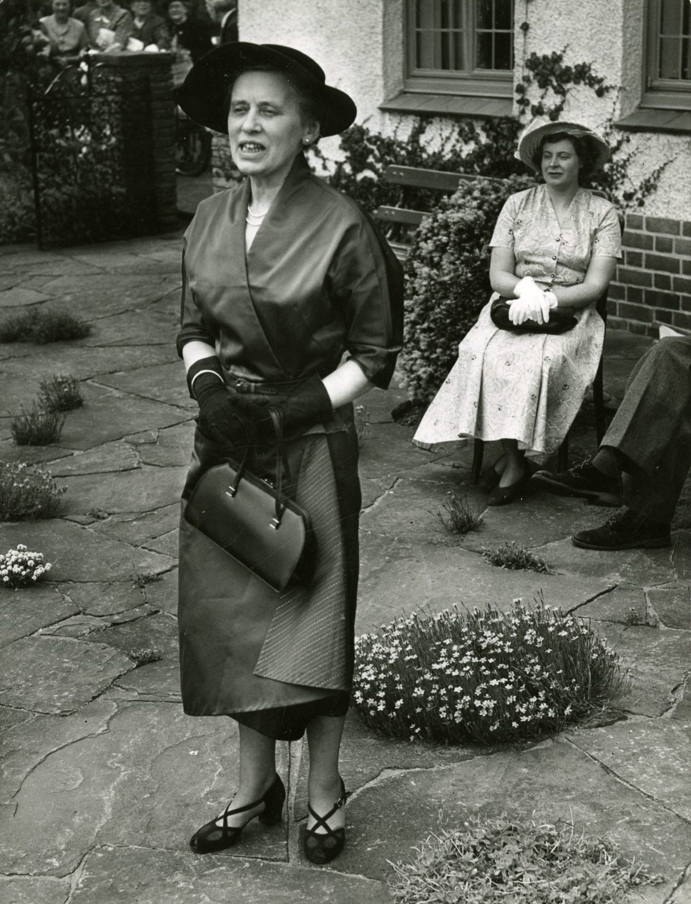 Professor Margaret Fairlie speaking as she opens Kirriemuir Fete in June 1953. 