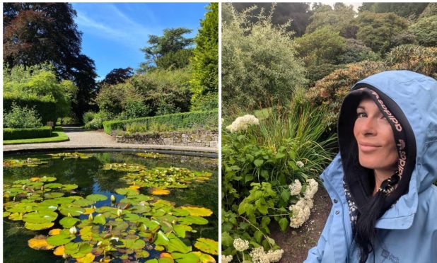 Gayle at Brechin Castle's hidden walled garden - and the lily pond during sunny weather. Images: Brechin Castle Centre/ Gayle Ritchie.