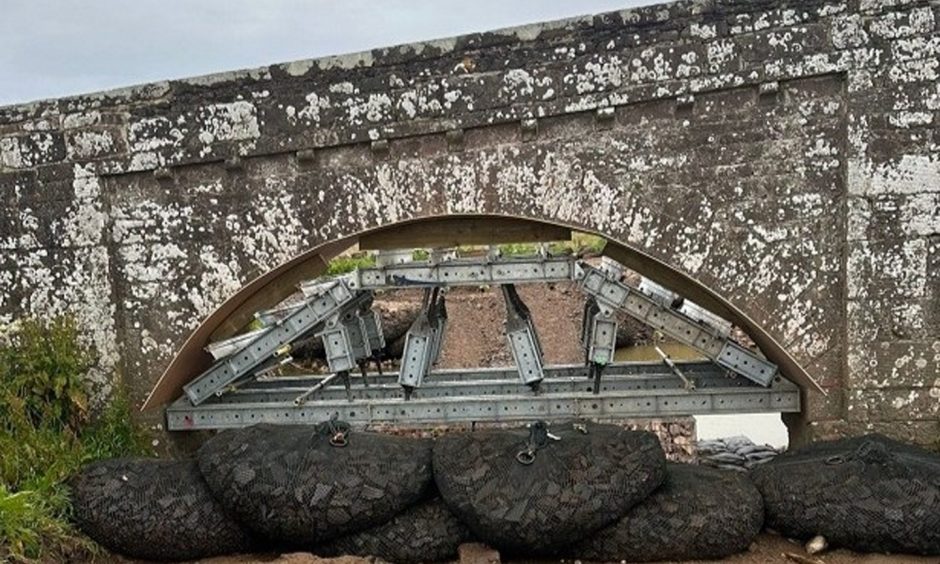 Repair work at Bridge of Dun near Montrose.