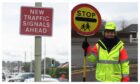 Freda Doig, pictured in 2017, and new traffic signals in Broughty Ferry