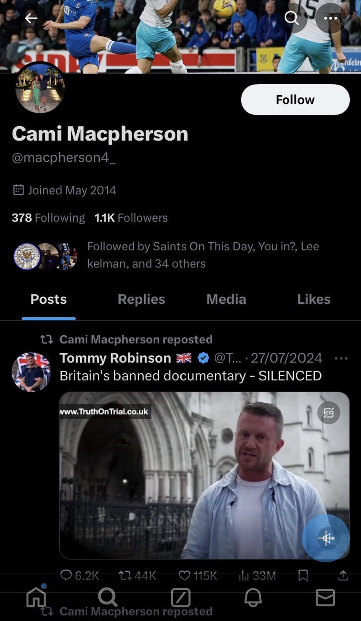 Image of the tweet by Cammy MacPherson.