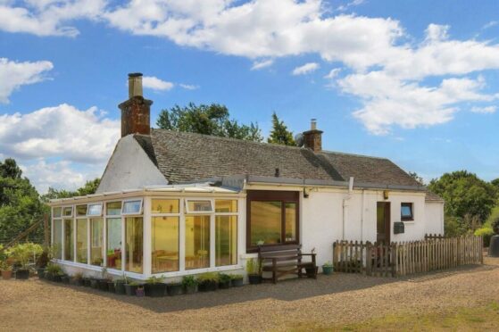 To go with story by Stephen Eighteen. A four-bedroom rural home near Kirriemuir with sheds, a workshop and a kennel is on the market for just ?270,000.?? Picture shows; Tigh Na Madrai, on Cantsmill Farm, near Kirriemuir, Angus.. Tigh Na Madrai, on Cantsmill Farm, near Kirriemuir, Angus.. Supplied by Thorntons Date; Unknown