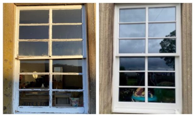 Old and new windows at the former Duchlage Farmhouse on Duchlage Road in Crieff.