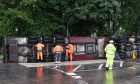 The overturned lorry in Cupar.