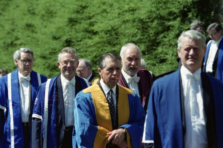 Gary Player and University of Dundee officials in their robes in July 1999. 