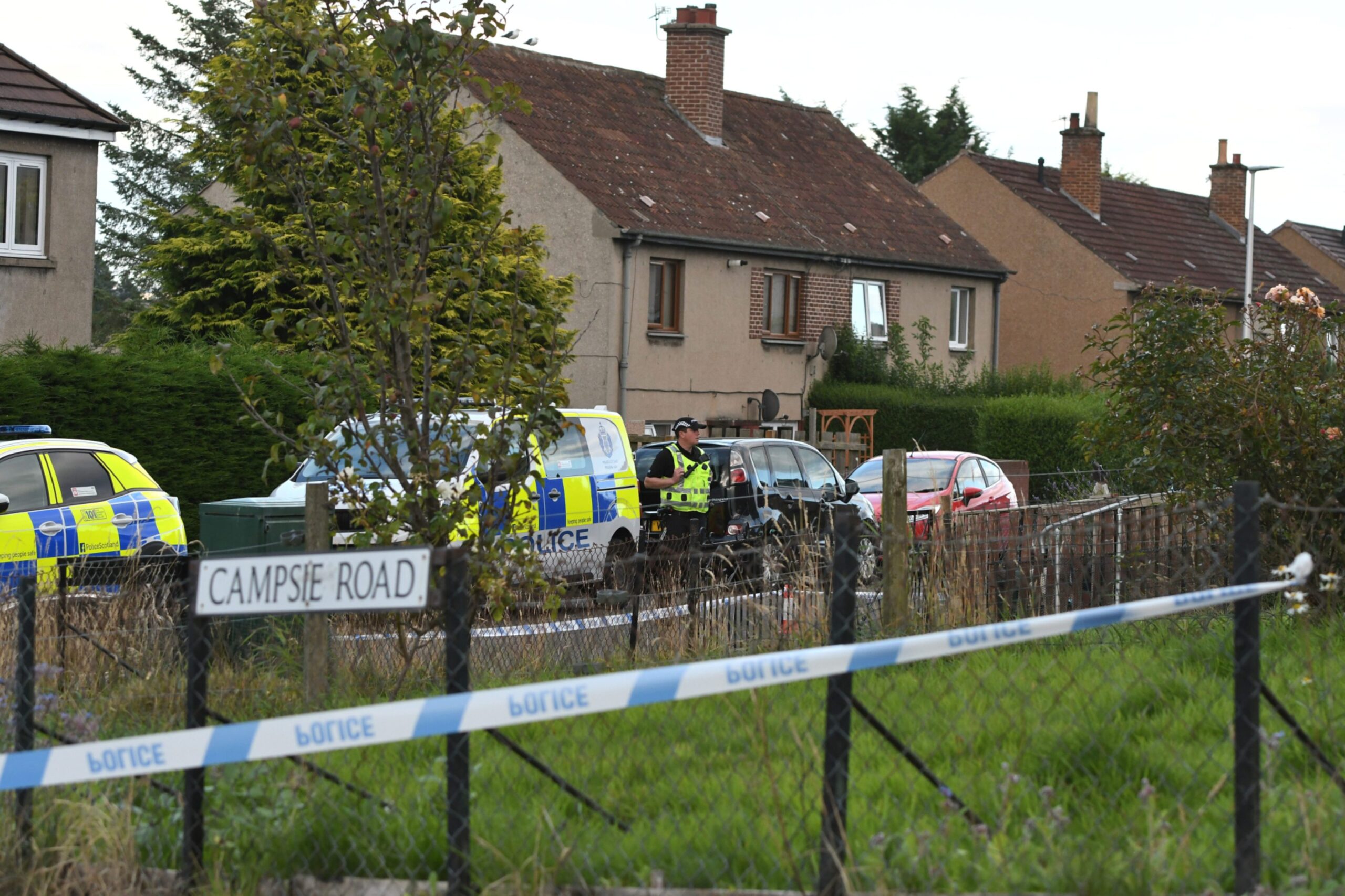 Police at the corner of Campsie Road and Dunsinane Drive in Perth.