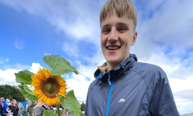 Fraser Turnbull with a sunflower