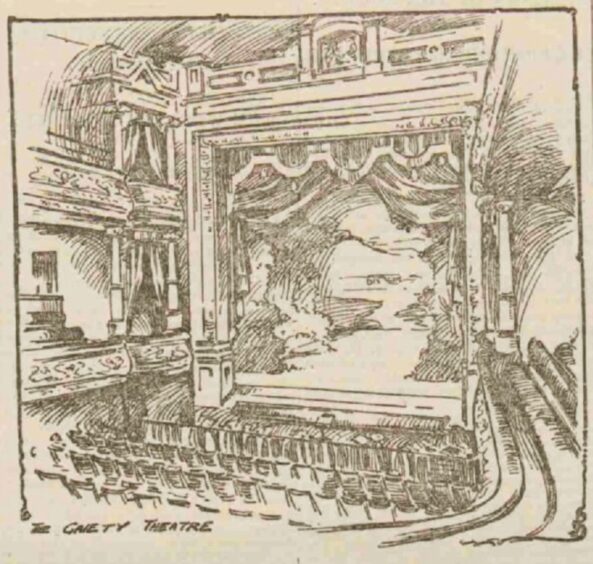 A sketch of the Gaiety Theatre which began life in 1842