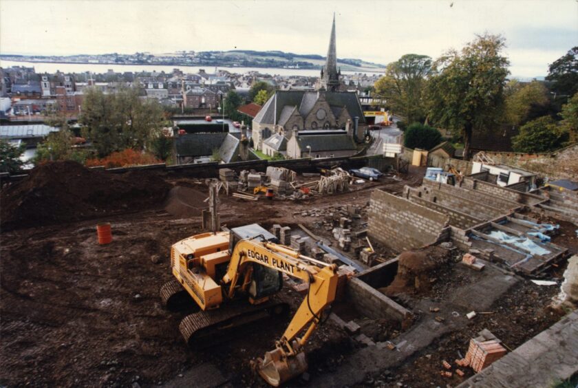 A digger at work on the Carbet Castle site in Broughty Ferry in October 1997