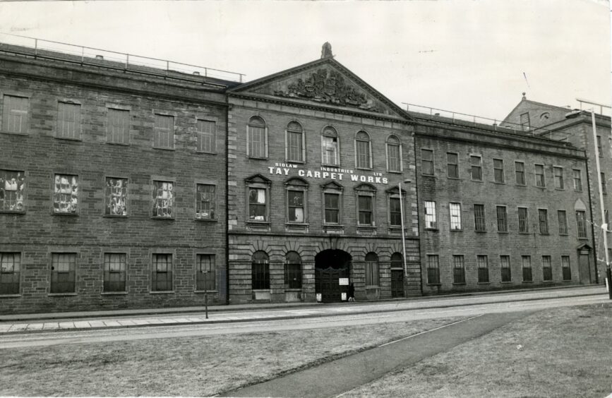 The exterior frontage of the Tay Works building in 1982.