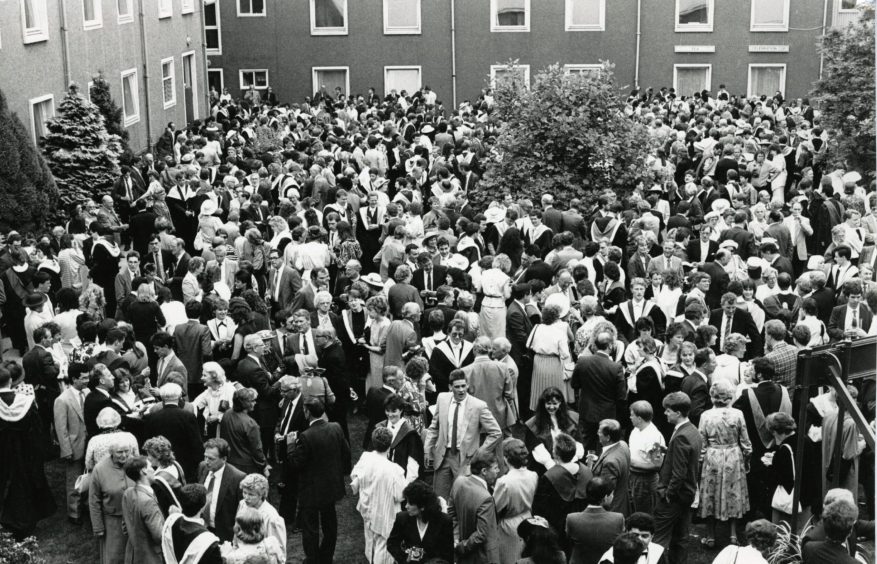 a crowded scene as the University of Dundee garden party is in full flow. 