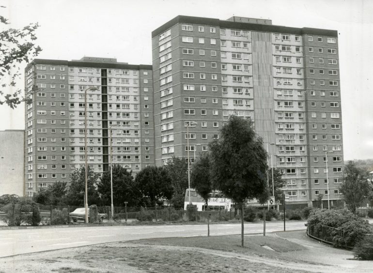 The multi blocks in Lochee, Dundee, in 1984.