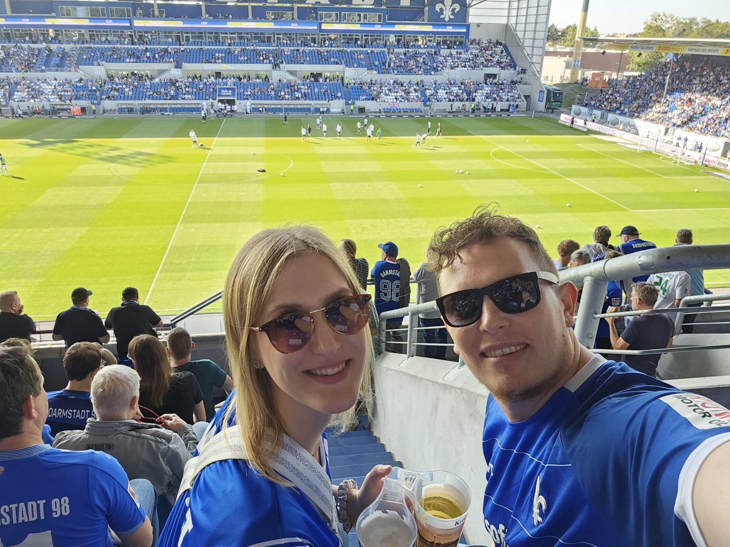 Annika and Stefan at a SV Darmstadt 98 match.