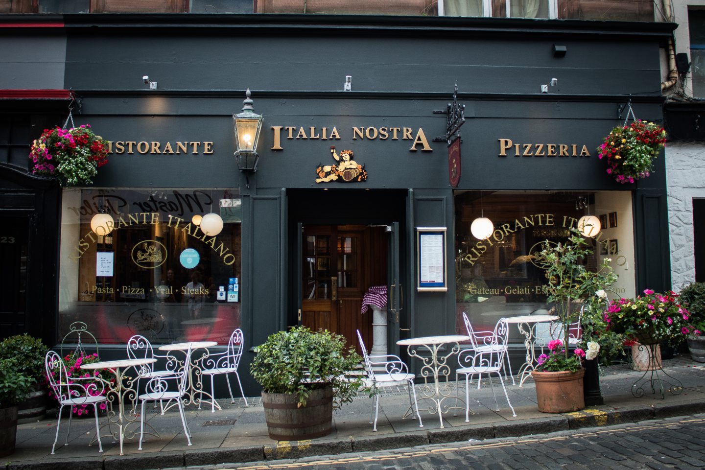 Exterior of Italia Nostra. Restaurant with signage reading 'Italia Nostra'