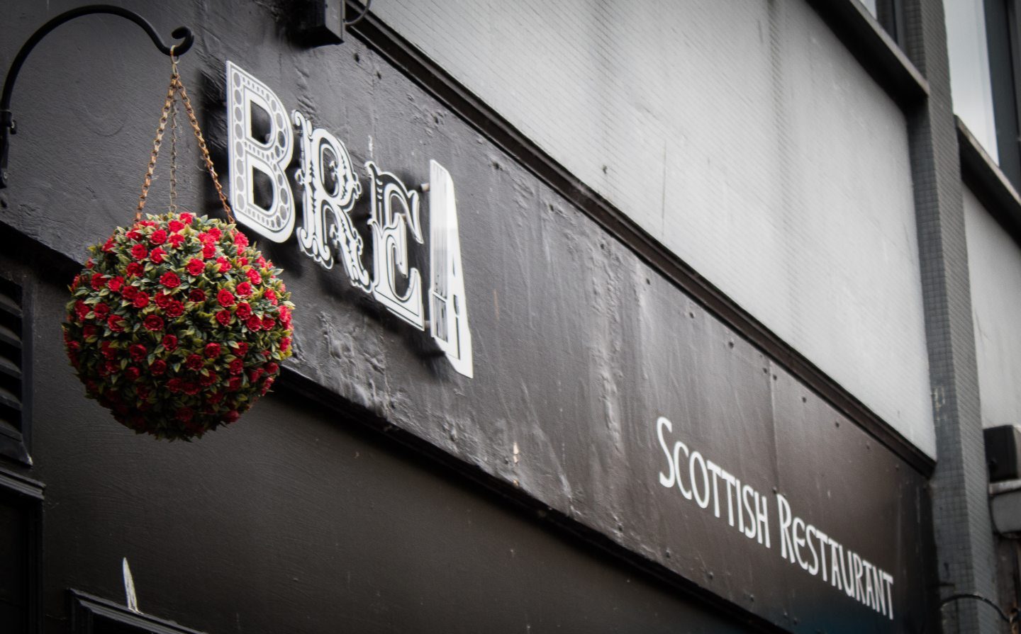 Sign reading 'Brea Scottish Restaurant'