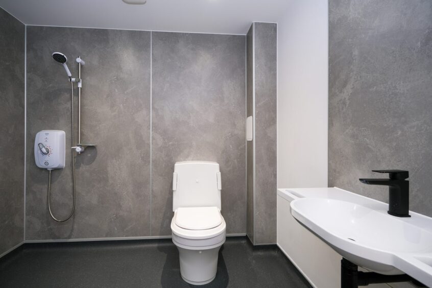 An accessible shower room.