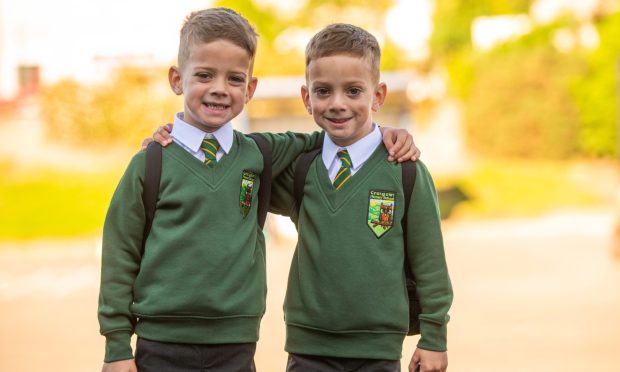 Jax and Bray Fraser starting Craigowl Primary School last year. Image: Kim Cessford/DC Thomson.